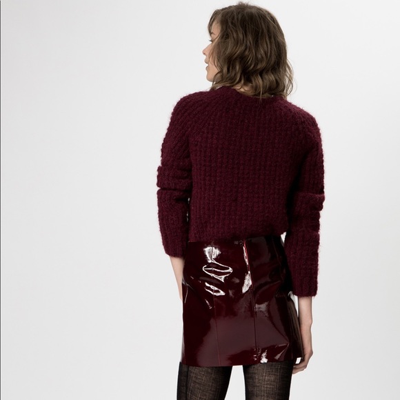 Maje Burgundy Wine Leather Skirt - Picture 3 of 5
